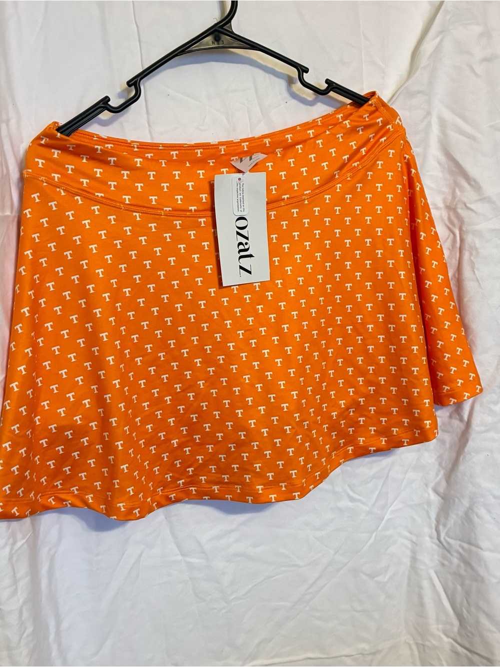 OZAI Orange Mini Skirt with All-Over White Print